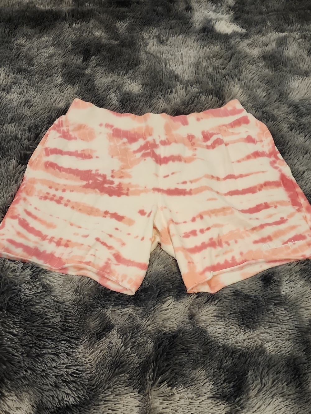 Champion Women's Pink and White Tie-Dye Athletic Shorts